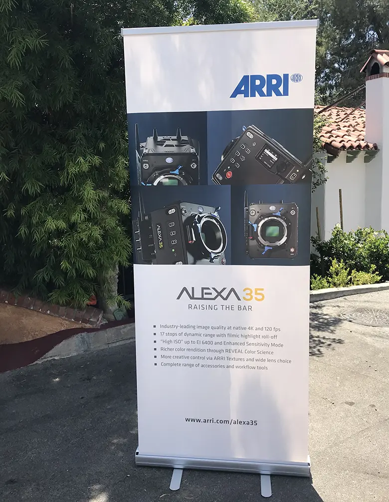 A large-format banner displayed outdoors